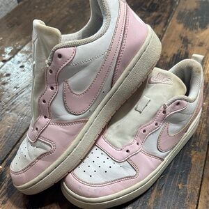 Nike White and Light Pink Low-Top Sneakers